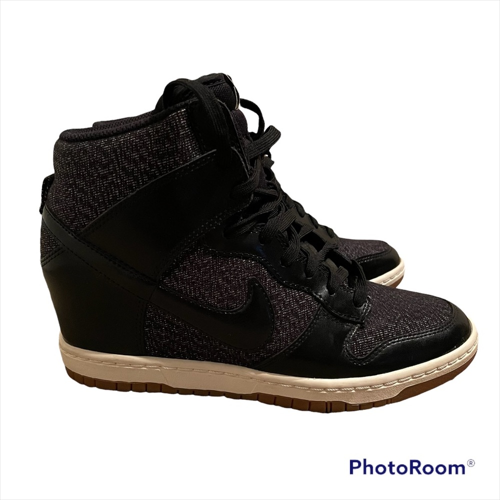 Nike Dunk Sky Hi Hidden Wedge Heel (644877-003) Black Gum High Womens 7.5